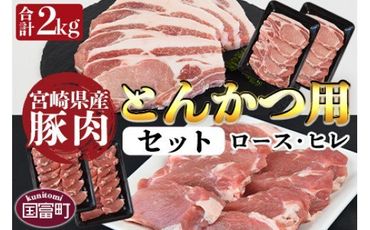＜宮崎県産豚肉 『とんかつ用』セット（ロース・ヒレ）合計2.0kg＞翌月末迄に順次出荷【a0384_ty】