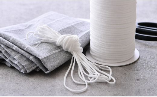 [P055] マスクゴム（平織り）4mm×100m（抗ウイルス&抗菌加工済み）