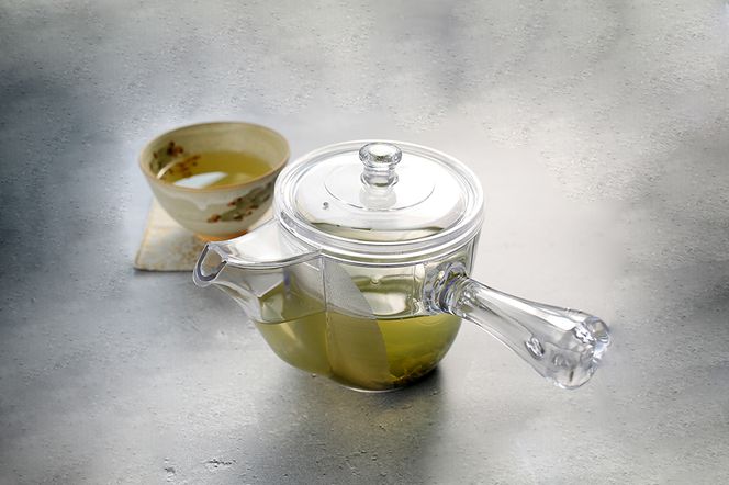 K2247 割れない透明急須大容量タイプ / 野口熊太郎茶園限定ロゴ入り【グリーン】