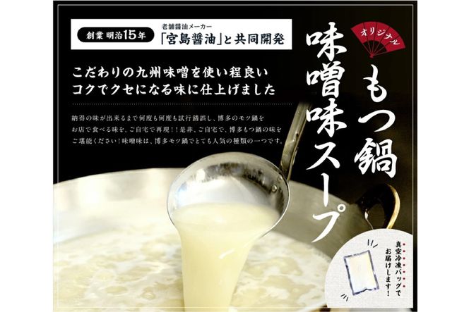 博多味噌もつ鍋 3～4人前 セット ちゃんぽん麺付 / MEAT PLUS / 福岡県 筑紫野市 [21760372] もつ鍋 モツ鍋 味噌 味 冷凍