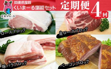 【定期便4回コース】沖縄県産豚　豚肉ブロック　計6.5kg（ロース・肩ロース・バラ・ベーコン）