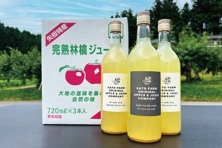栃木県矢板市産 樹上完熟100％りんごジュース 720ml×3本入  | 林檎 リンゴ 果汁100% 産地直送 