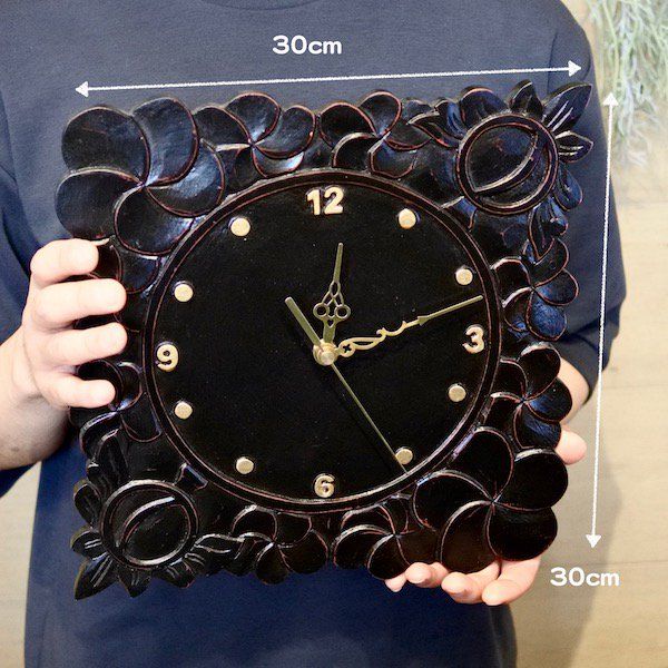 プルメリア彫刻壁掛け時計　BV-17