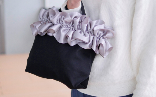 【ハンドメイド作家作品】fluffy bag ( グレー )& ヘアゴム 1個 セット《築上町》【＊serendipity＊】[ABAS005]