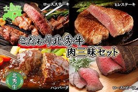 北海道 北秀牛 肉三昧セット ヒレステーキ ロースステーキ ローストビーフ ハンバーグ 4種 総重量1.3kg 牛 肉 ビーフ ステーキ セット 食べ比べ 国産 冷凍 詰め合わせ お取り寄せ 送料無料 十勝 士幌町【T12】