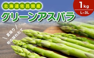 【夏採り】 グリーンアスパラ 1kg（L～3L）旬の採れたて 北海道 佐呂間産（2024年7月出荷開始先行予約） SRMM016