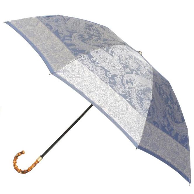 槙田商店【晴雨兼用 折りたたみ傘】kirie ペイズリー:ミステリアスブルー FAA5032