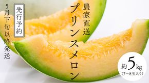 農家直送 プリンスメロン 1箱 約5kg ( 7～8玉入り ) 【 2025年5月下旬以降発送 】【 先行予約 】 期間限定 産地直送 果物 フルーツ メロン 甘い [CM001ya]