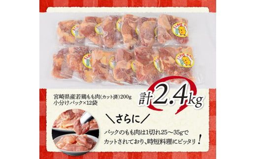 【12ヶ月定期便】宮崎県若鶏もも肉2.4kg（200g×12袋）※令和8年1月から12月発送※ 【 定期便 12回 肉 鶏 鶏肉 若鶏 もも 小分け】[C06906t12]