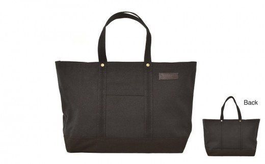 【T03047_1】【ファスナー付き】肩かけOK ポケット・キーフック付きの大容量トート /国産4号帆布 [George 3]（ブラック）
