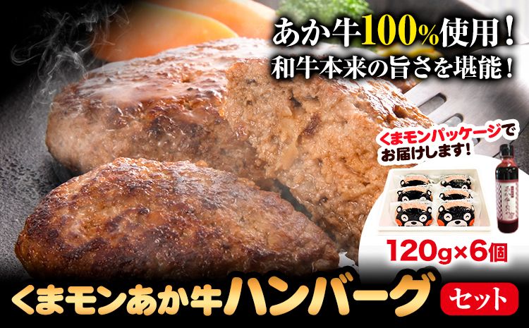 くまモン あか牛 ハンバーグ 120g×6個 あか牛のたれ付き 熊本県産 あか牛 あかうし 三協畜産 [60日以内に出荷予定(土日祝除く)] 熊本県 長洲町 タレ付き ハンバーグ 熊本和牛 送料無料---sn_fskknahbg_23_60d_17500_720g---