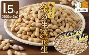 【2025年発送】事前予約 やみつき極うま “金の生落花生” 1.5kg(500g×3袋) 生ピーナッツ 塩ゆで専用　H105-142