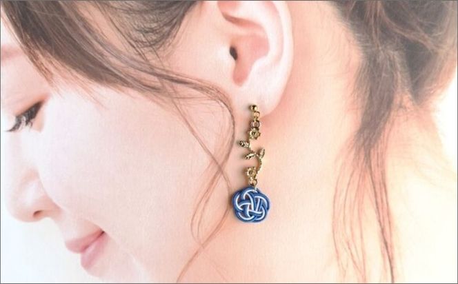 瑠璃色＊ 『花時』アシンメトリーピアス/水引ピアス AM00318
