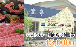 【M-363】宝牧場直営　宝亭本店　レストラン・精肉店　ご利用券 45,000円［高島屋選定品］