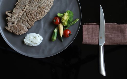 H10-178 濃州正宗作 オールステンレスダマスカステーブルナイフ