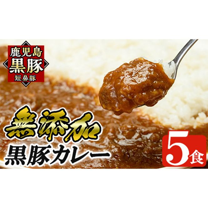 a106 鹿児島黒豚「短鼻豚」無添加カレー5食セット(200g×5パック)【鹿児島ますや】姶良市 黒豚 カレー ポークカレー 本格無添加カレー 冷凍 黒豚