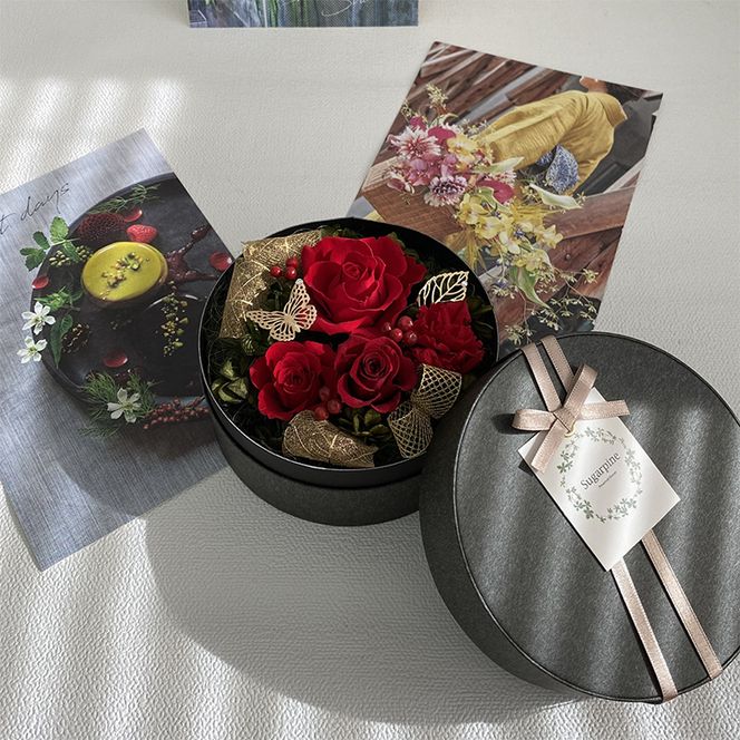 AJ018-1 プリザーブドフラワーアレンジ【アムール/レッド】春日部市 シュガーパイン