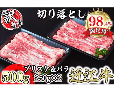 【訳あり】A4A5 近江牛切り落としスライス 食べ比べ ブリスケ＆バラ 500g【FO33SM】