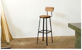 アイアンカウンターチェア(SEAT300)木材：ブラックウォルナット材×フレーム：2液ウレタン塗装　艶消しクリア アンティーク風インダストリアル Z061