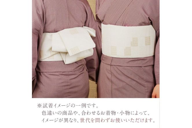 丹後帯 半幅帯「源氏香」（白）　FY00030