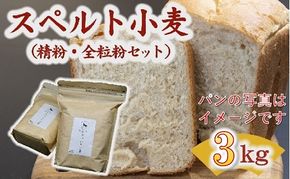 【1-419】松阪産スペルト小麦　3kg (精粉2kg・全粒粉1kgセット)