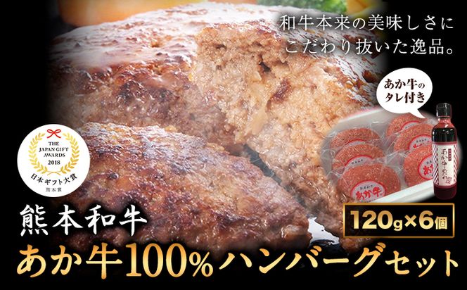 あか牛 100％ハンバーグ 120g×6個 あか牛のたれ付き 熊本県産 あか牛 あかうし 三協畜産 《60日以内に出荷予定(土日祝除く)》 熊本県 長洲町 タレ付き ハンバーグ 熊本和牛 送料無料---sn_fskahbg_23_60d_17500_720g---