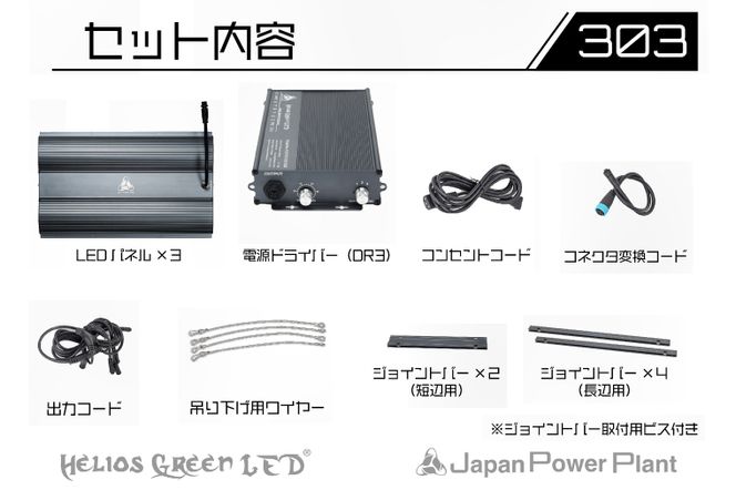 BN035-1　あらゆる植物・野菜・果樹に使用でき、曲面レンズにより照射面積が広がり消費電力を削減　植物育成ライト　　　　「ヘリオスグリーンLED　PRO  Booster（HGPB-303）」