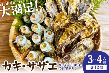 大人気！京丹後産・牡蠣とサザエのBBQセット　各12個（3～4人前）　YK00150