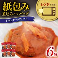 ハンバーグ 煮込み レンジで簡単 6食 入り トマト チーズ ソース 紙包み 肉汁 冷凍 牛肉 豚肉 合い挽き 肉 洋風 ごはん 静岡県 藤枝市 人気 [  PT0074-000012 ]