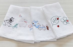 G2194 【スピード発送】シンジカトウ「ふきぴか キッチンタオル（刺繍）」セット【泉州タオル 国産 吸水 普段使い 無地 シンプル 日用品 家族 ファミリー】