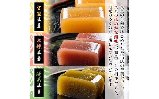 羊羹「文旦羊羹・晩茶羊羹・本煉羊羹」(3種・合計3本)ようかん 和菓子 お菓子 おやつ ギフト 贈り物【菓子舗日嗣屋】a-11-5