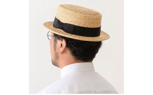 AN030-1 春日部市伝統工芸品 田中帽子店　麦わら帽子　アーロ　頭囲59cm(UK-H104-NA)