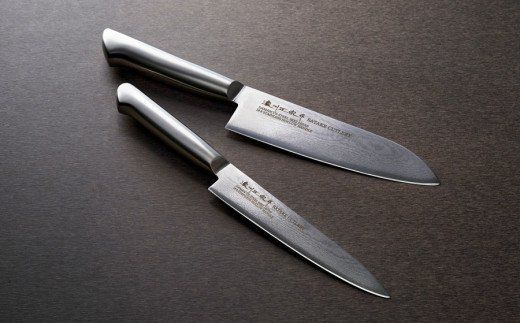 H17-14 濃州正宗作 オールステンレスダマスカス三徳包丁