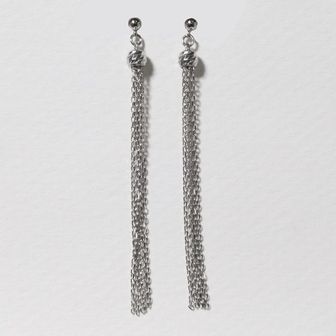 プラチナ　ミラーボールタッセルピアス（小）BQ-116