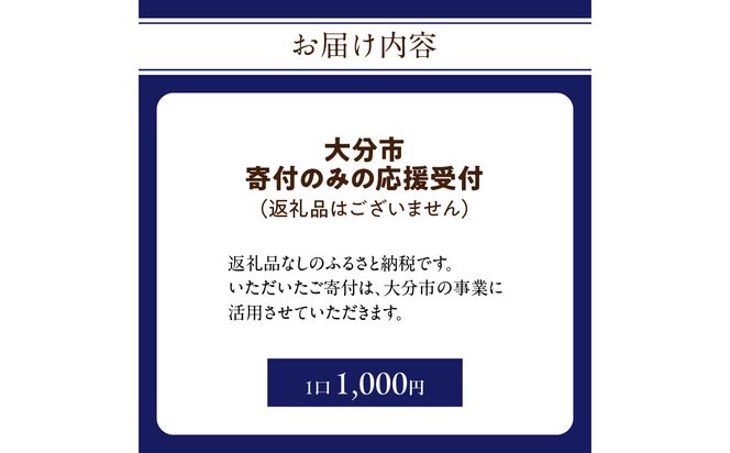 【Z03001】大分県大分市 返礼品なし（寄附のみの受付となります） 一口1,000円