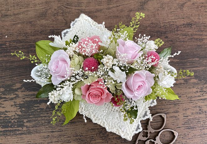 AJ067-1 プリザーブドフラワーアレンジ【ミニョン/キャンディピンク】春日部市 シュガーパイン