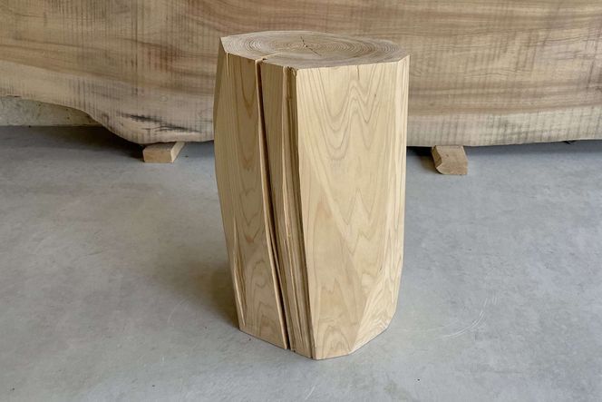 412. 多面体スツール ひのき 無垢 椅子 イス 家具