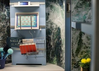 ZB-96 アートピースのような新コンセプトの空間演出家具【コフレカ】ポップアップ ビューロー（イエロー）【トランク型】