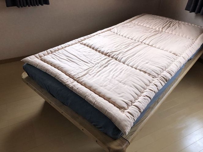 【ベージュ】ベッドパッド シングル コットン100% 敷きパッド＜かめやオリジナル＞《布団 敷布団 綿 コットン 天然素材 手作り 寝心地抜群》
