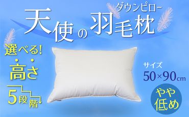 【高さが選べる】天使の羽毛枕 ダウンピロー(50×90cm) / やや低め 寝具 枕 ふかふか ホテル 睡眠改善 H115-048