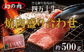 R5-978．幻の四万十牛　焼肉盛り合わせ（黒毛和牛）　約500ｇ