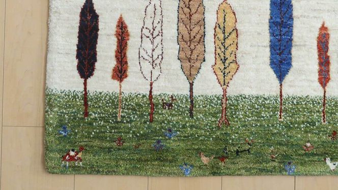限定1品】ギャッベ ルリバフ 125×81cm 手織り 最高級 天然 限定1品】ギャッベ ルリバフ 125×81cm 手織り 最高級 天然