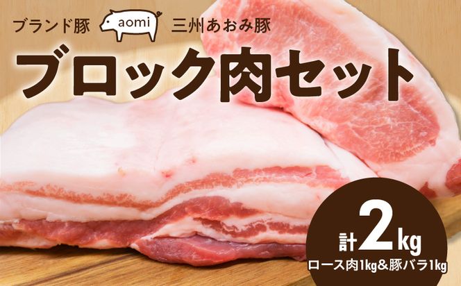 ブランド豚 “三州あおみ豚” ブロック肉セット 計2kg（ロース肉1kg＆豚バラ1kg） 豚肉 冷凍 H030-013