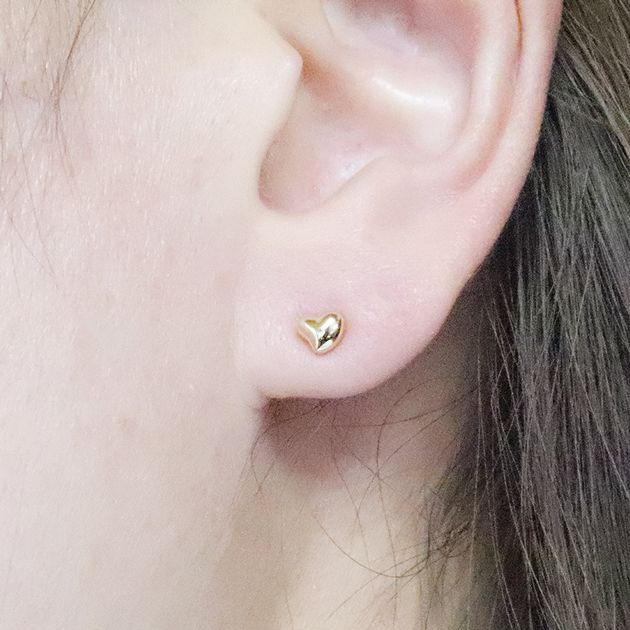 K18　変形ハート　ピアス　BQ-42