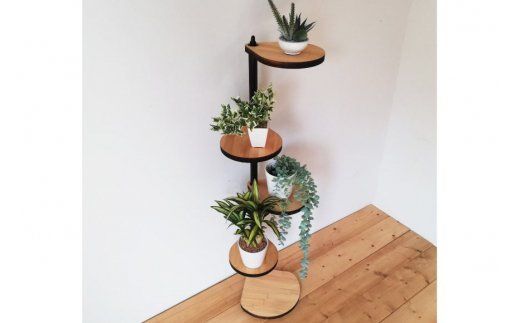 【角にも置ける】しずくのスタンドシェルフ 4段タイプ ナチュラル（天然木/完成品） [新星金属製作所 大阪府 守口市 20940986] 