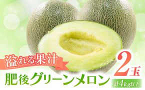 【2026年5月中旬～発送】肥後グリーンメロン 2玉（合計4kg以上） 果物 フルーツ / 南島原市 / 長崎県農産品流通合同会社[SCB088]