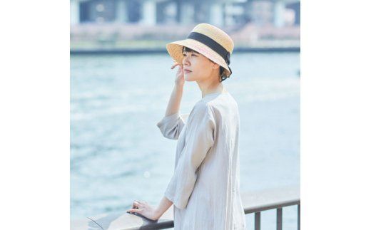 AN011-1 春日部市伝統工芸品 田中帽子店　女性用麦わら帽子　アンヌ　　　　　　頭囲59cm(UK-H008-NA-L)