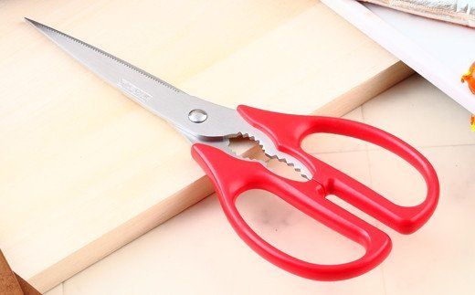 H8-123 ロングなキッチンハサミ 赤 TDK-11R