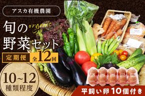 【12回定期便】京の旬野菜セットL平飼い卵付き（栽培期間中農薬・化学肥料不使用）<アスカ有機農園>　AY00011