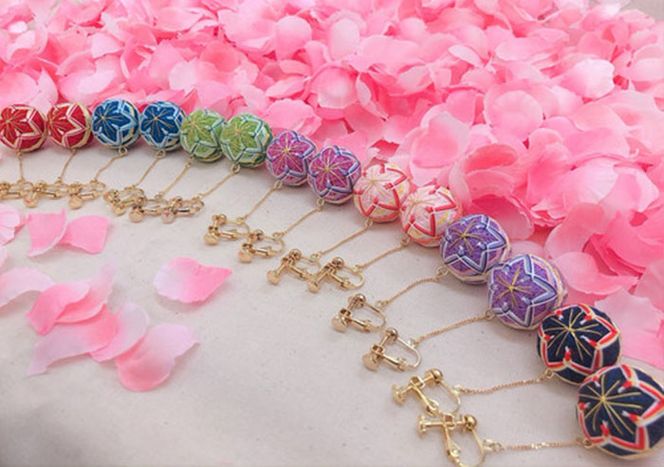 【イヤリング】御殿場支え愛セット　ーブルーティー2袋・桜彩SAYAてまりー